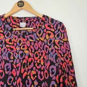 Chico's Colorful Leopard Print Top, Size 16/18